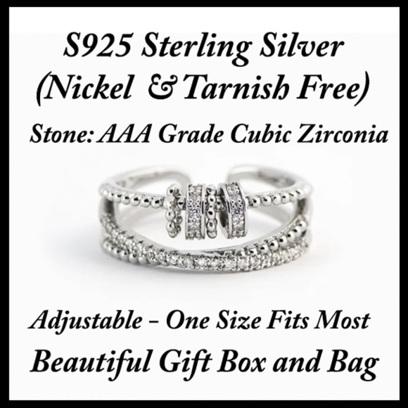 Sterling Silver Fidget Ring ~ Adjustable Fits Ring Sizes From 5 to 10 ~ Gift Box - Picture 1 of 8